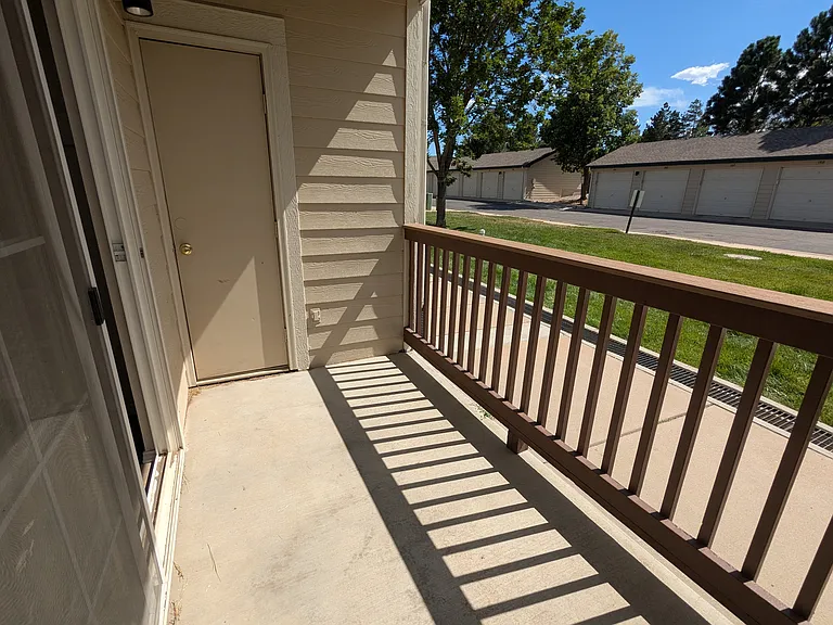 Outdoor patio including outdoor storage closet