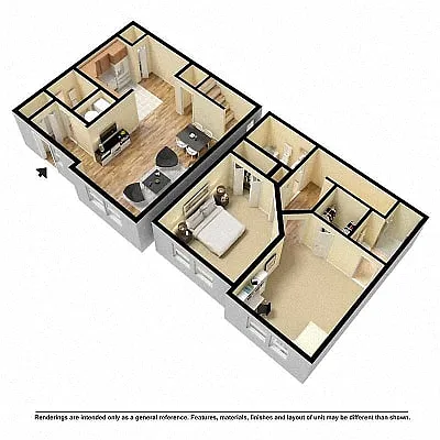 Floor plan 2 bedroom 2.5 bath Townhome deluxe