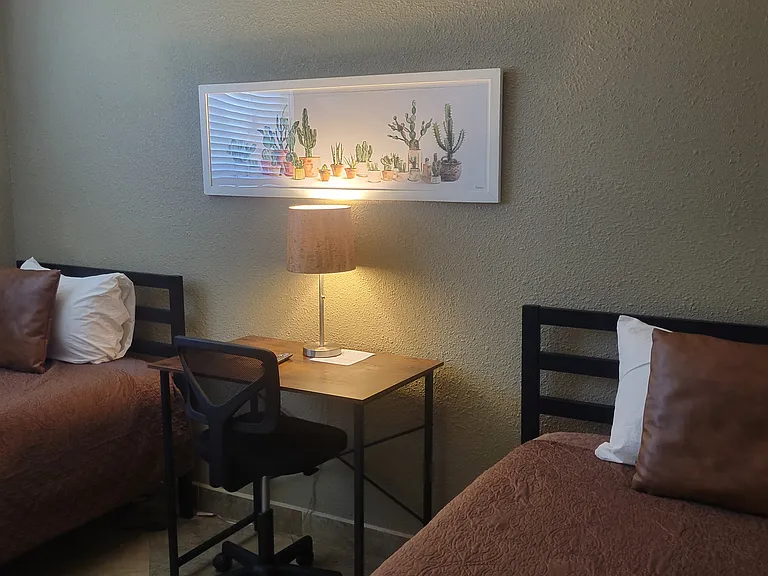 Two twin beds, which could be connected to be a King, in the 3rd bedroom.
