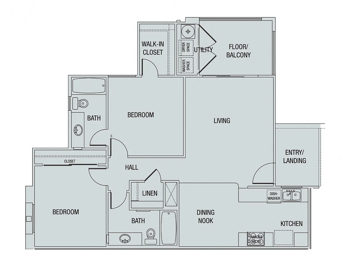 Floor plan 2X2 Upstairs