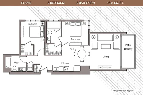 Floor plan 2 Bedroom, 2 Bath