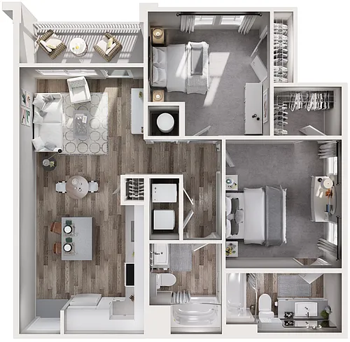 Floor plan 2BR 2BA (922 SF)