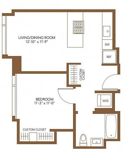 Floor plan 1 Bed 1 Bath