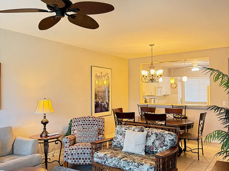 Living room, rattan couch is for patio