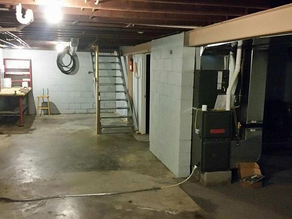 Basement with work bench