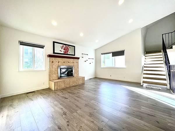 Living room with fireplace