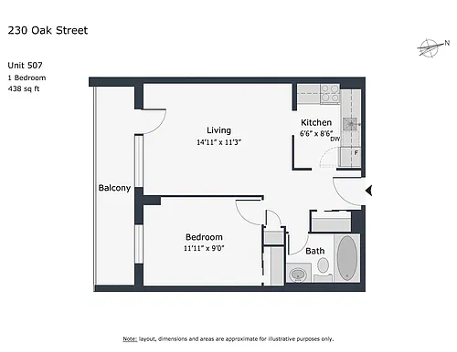 Floor plan 1 Bedroom - unit 507