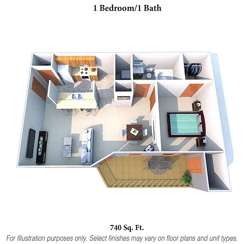 Floor plan 1 Bedroom, 1 Bath