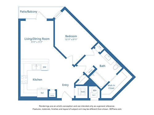 Floor plan A3 | 1 Bed | 1 Bath