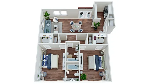 Floor plan Zenith 2x2 - 1000 sqft Signature
