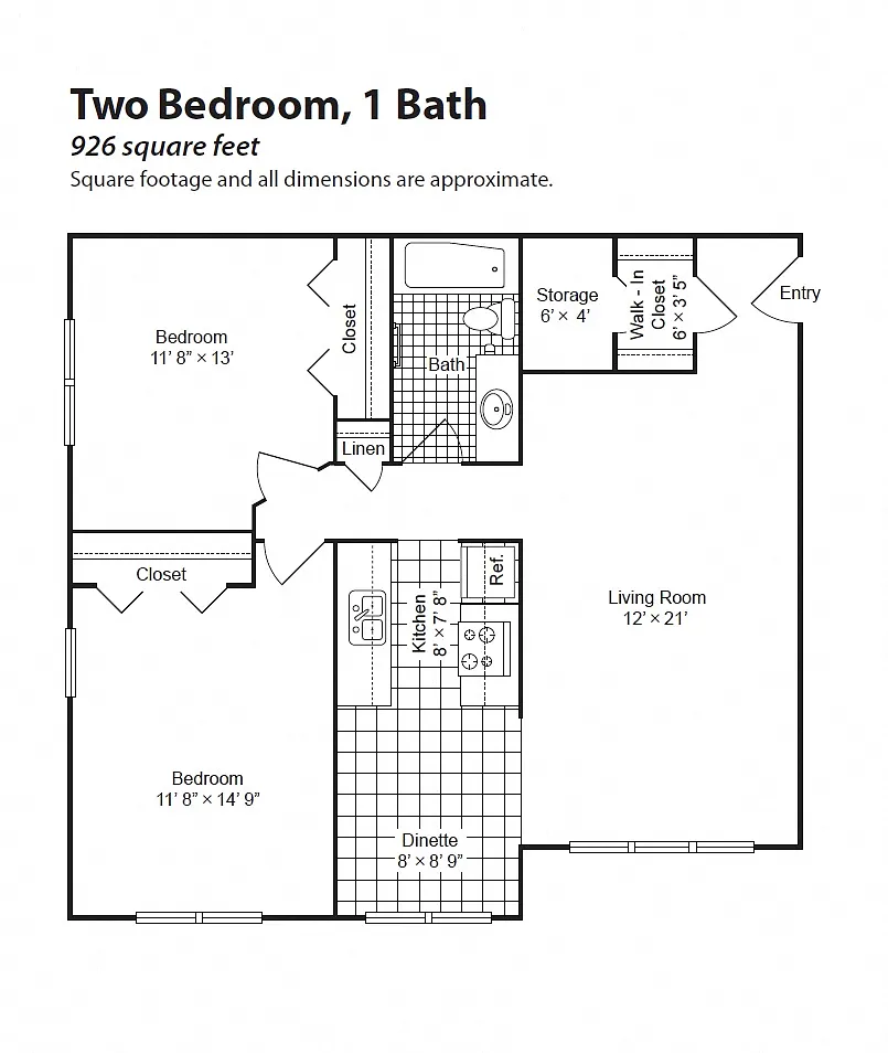 Floor plan Renovated 2 Bedroom