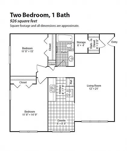 Floor plan Renovated 2 Bedroom