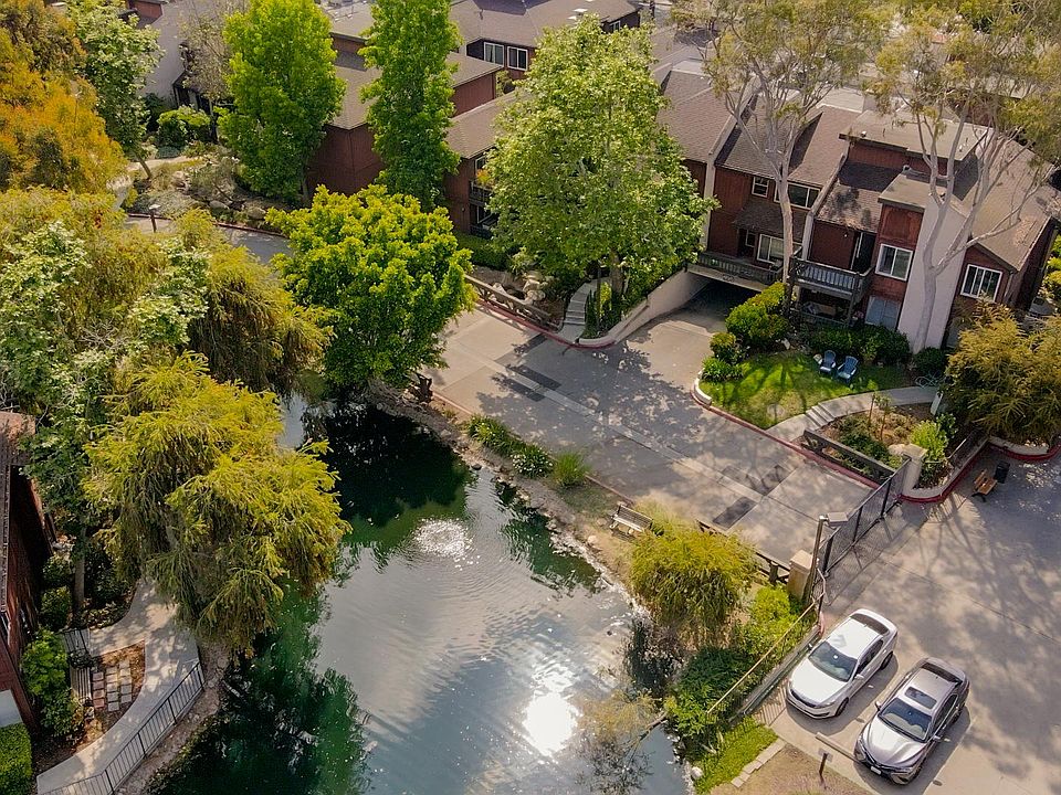 View of actual home and the lake (home is the far right building, upper corner)