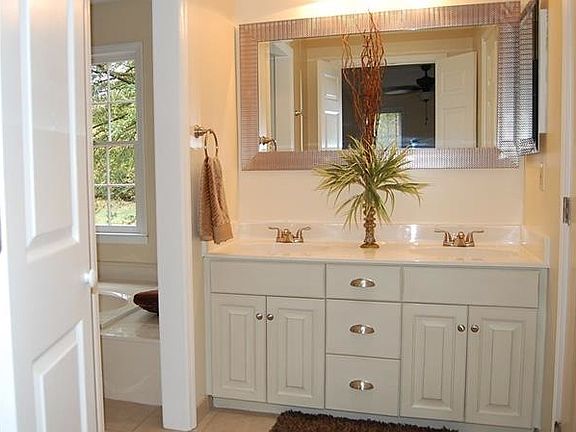 Master bathroom with dual sinks