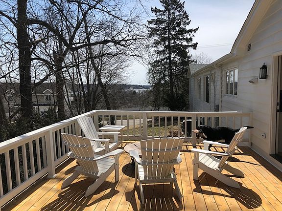 Deck with lake views