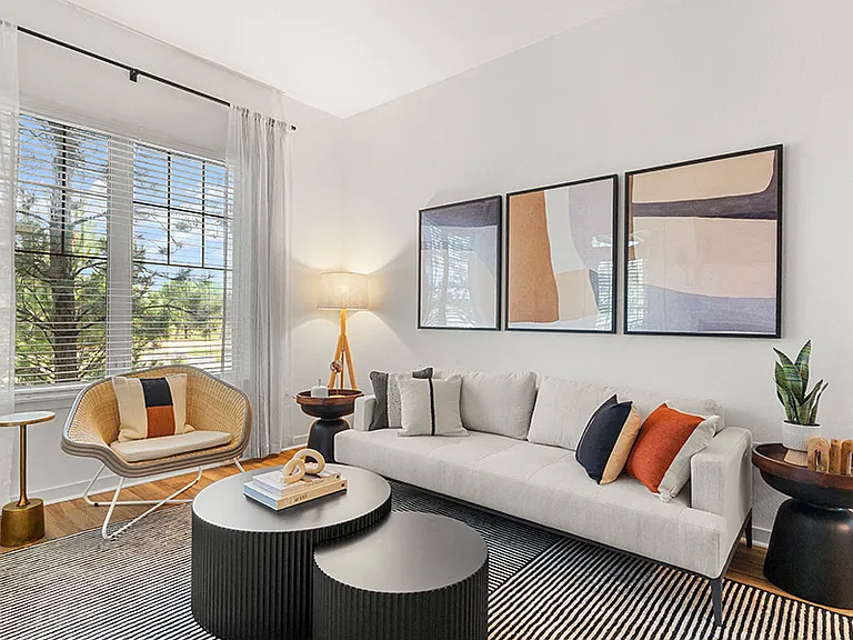 Large windows provide ample natural sunlight