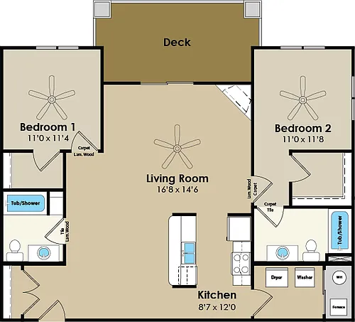 Floor plan 2x2 Haven - 5105 &amp; 5115