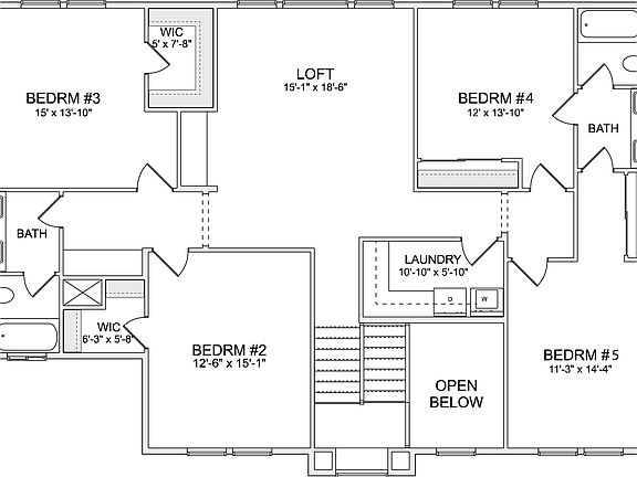 Lot 10 Block 1 Sterling Heights - Upper Floorplan - B W Marketing W Dimensions