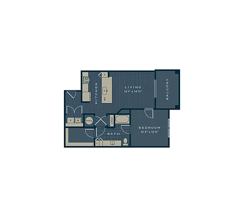 Floor plan The Caspian | 1 Bed | 1 Bath | Signature