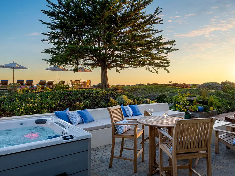 Back patio at twilight.