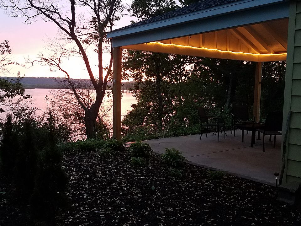 Covered patio overlooking river