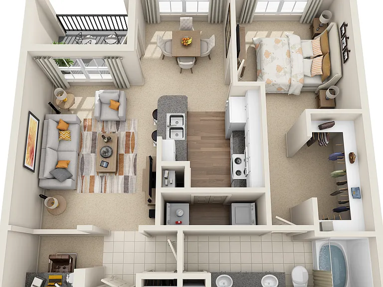 Estates at Memorial Heights - A5 - 1 Beds - 1 Baths - 860 Sq. ft.