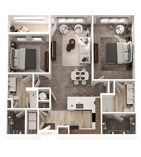 Floor plan 2 Bed 2 Bath (C3)