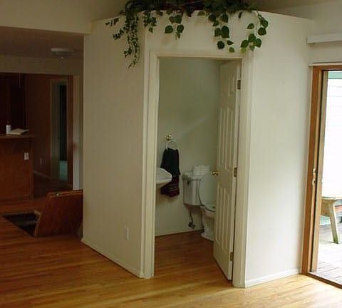 Second bathroom in living room.