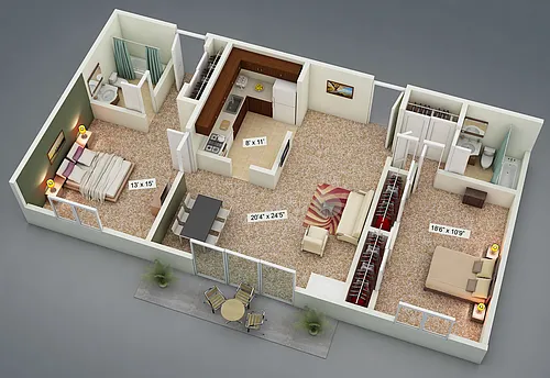 Floor plan Two Bedroom Split Suite