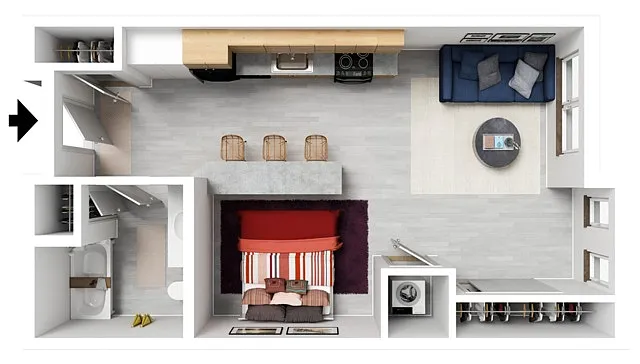 Floor plan Studio 20 - Outside Lot Parking
