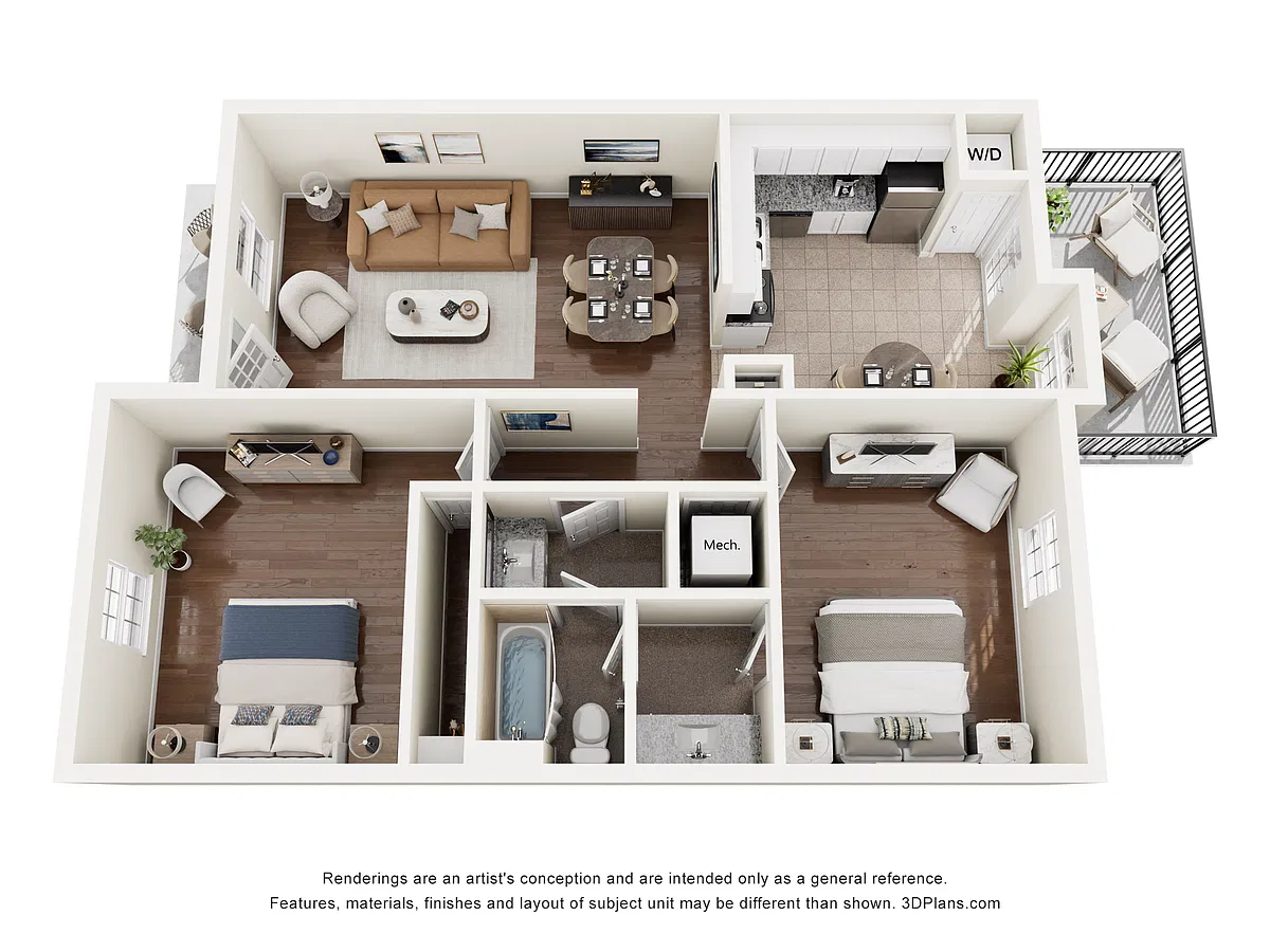 Floor plan 2 Bedroom, 1 Bath