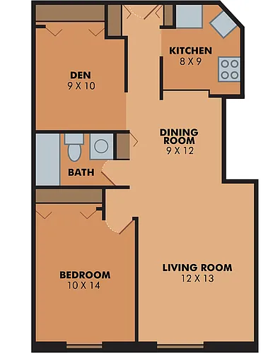 Floor plan One Bedroom plus Den