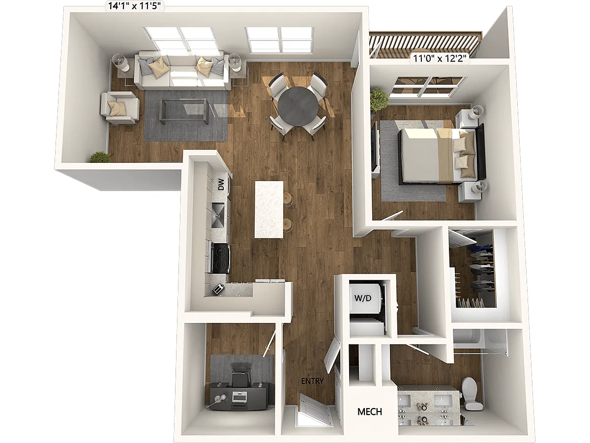 Floor plan A2D-917sf-FinishIV