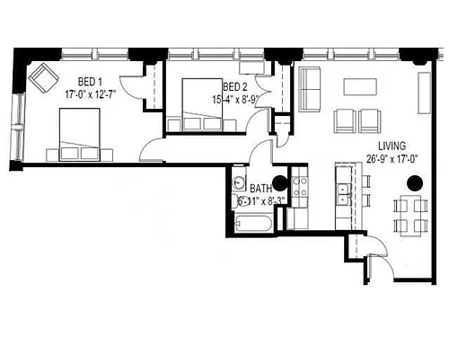 Floor plan 2 Bedroom, Income Restrictions, HOME