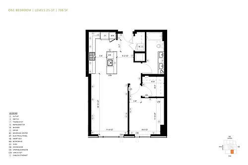 Floor plan 1 Bedroom A6