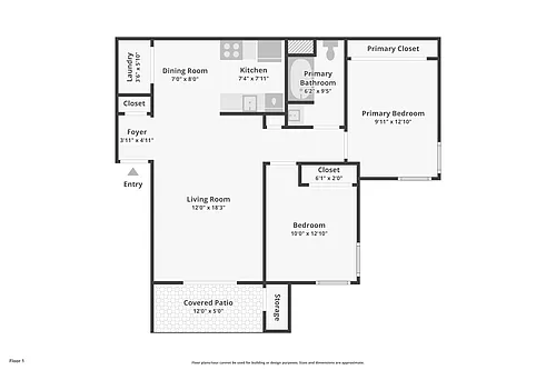 Floor plan 2 Bedroom 1 Bathroom