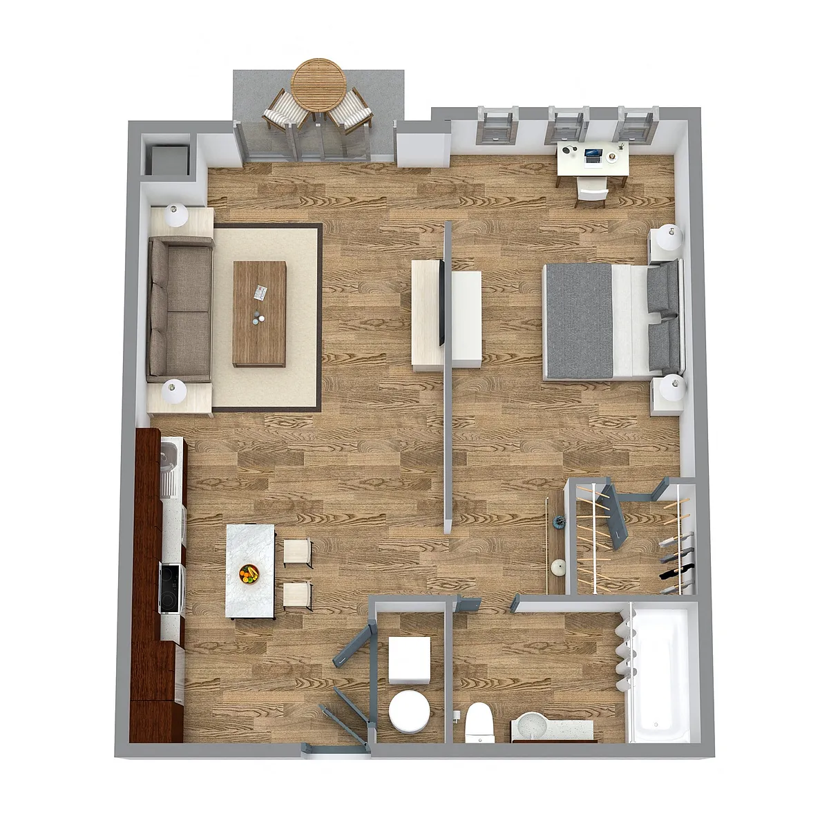 Floor plan The 1 Bedroom 8 (Orange)