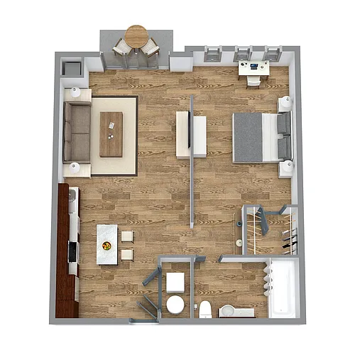 Floor plan The One Bedroom 8 (Blue)