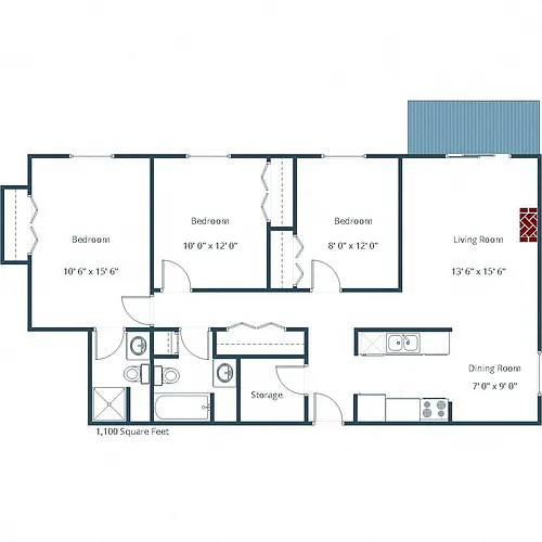 Floor plan Three Bedroom 32A