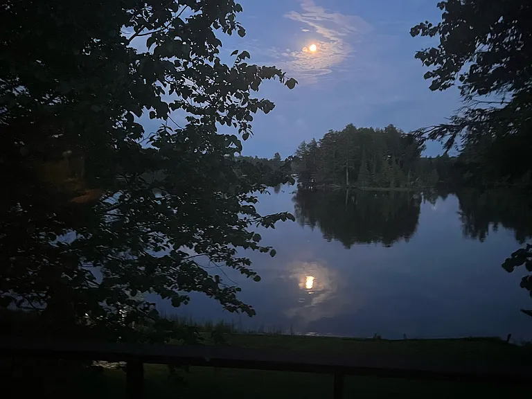 Full moon on Throusand Island Lake in Michigan. Cisco Chain Vacation Rental. Private Island Vacation Rental in Upper Peninsula Gogebic county #Lake Front