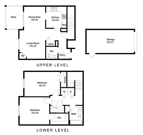 Floor plan 2 Bed - 1.5 Bath B