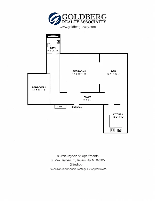 Floor plan 2 Bed 1 Bath Full Kitchen