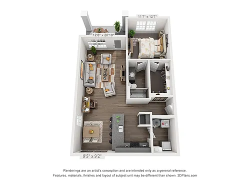 Floor plan Smith (1 Bed)