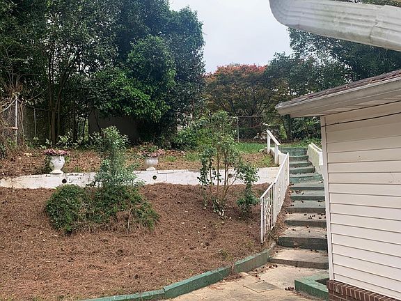 Backyard with storage shed