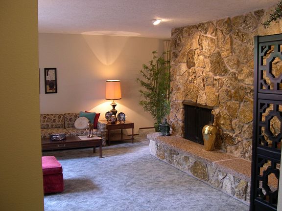 Natural basalt rock firepl