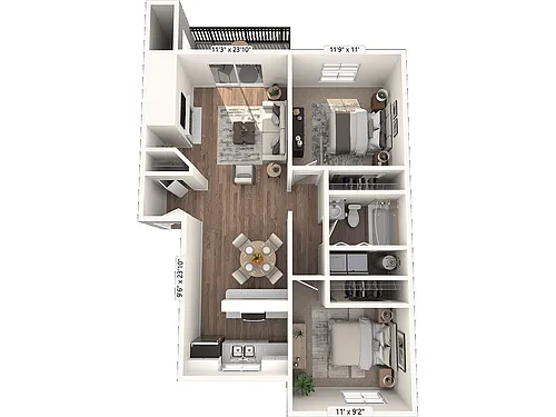 Floor plan 2 BED 1 BATH