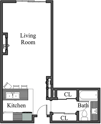 Floor plan SINGLE 1BA - FLOOR PLAN B - 972 HILGARD
