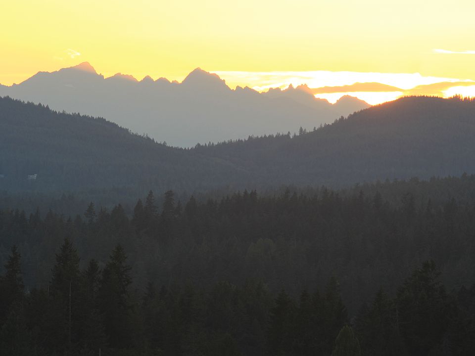 Sunset behind the Olympics