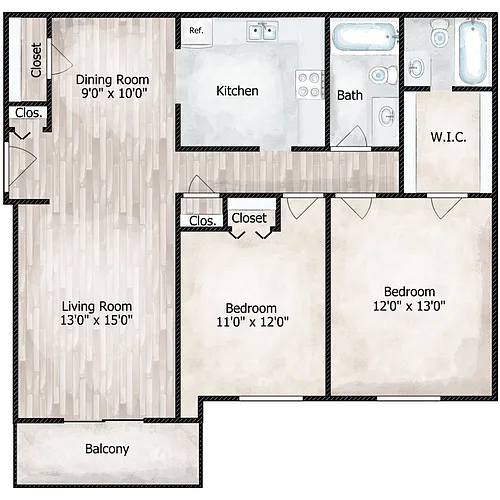 Floor plan 2 Bed 2 Bath