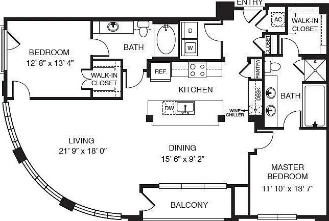 WaterWall Place - B4 - 2 Beds - 2 Baths - 1447 Sq. ft.